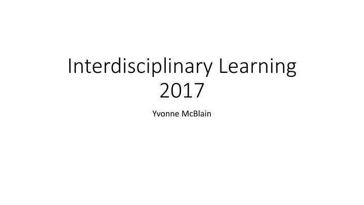 Interdisciplinary Learning Development