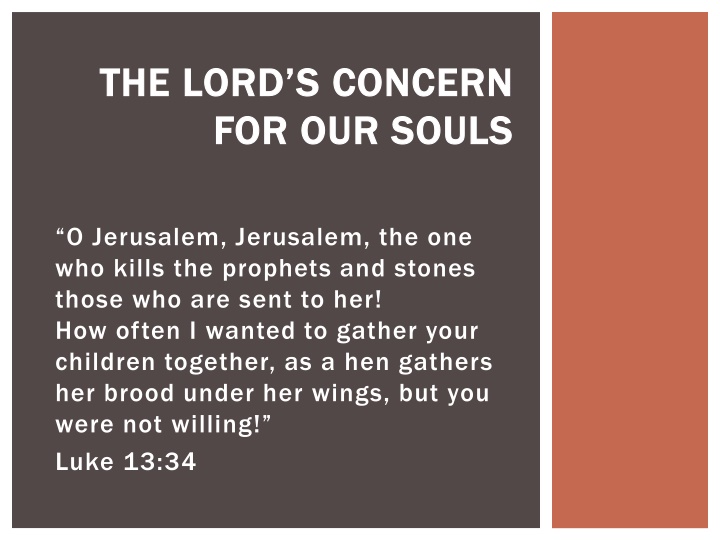 The Lord's Concern for Our Souls