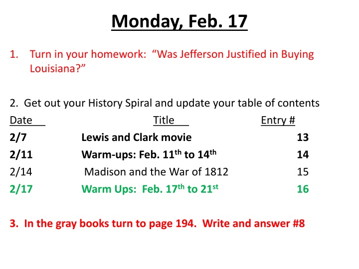 Monday, Feb. 17