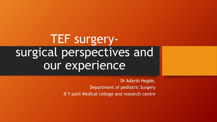 TEF Surgery: Surgical Perspectives and Our Experience