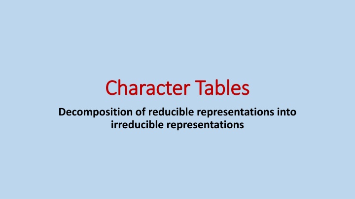 Character Tables
