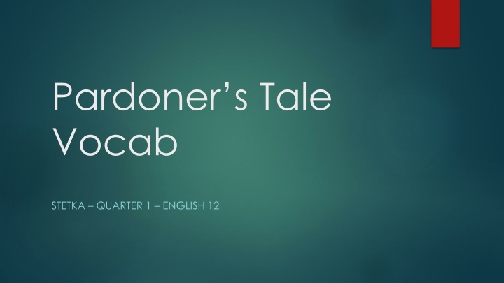 Pardoner’s Tale Vocab
