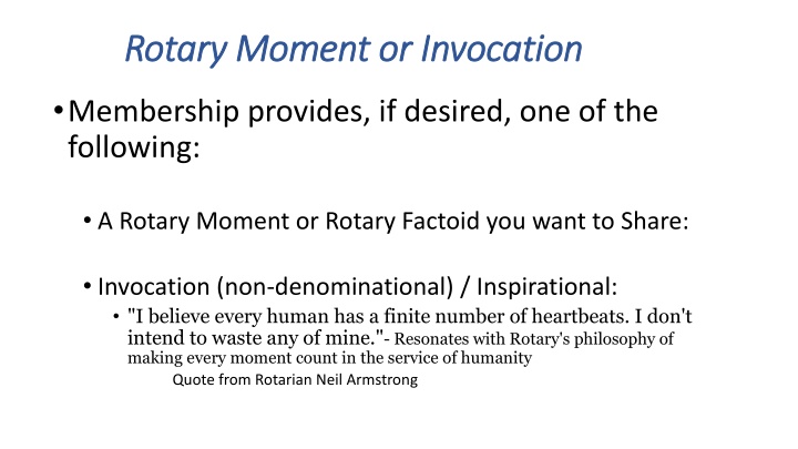 Rotary Moment or Invocation