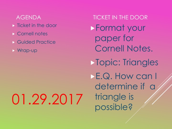 Determining Triangle Possibility