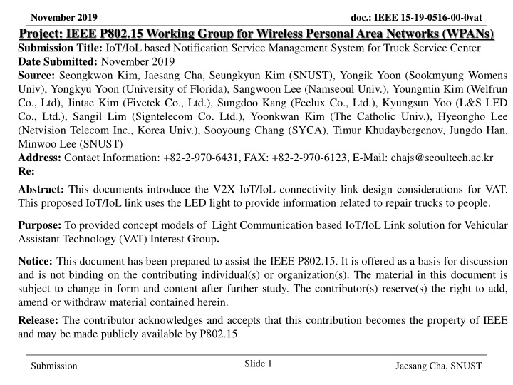 IoT/IoL Notification System for Truck Service Center Management