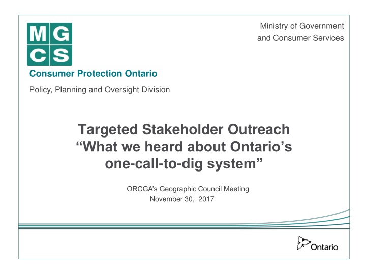 Stakeholder Feedback on Ontario's One-Call System