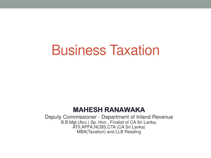 Business Taxation