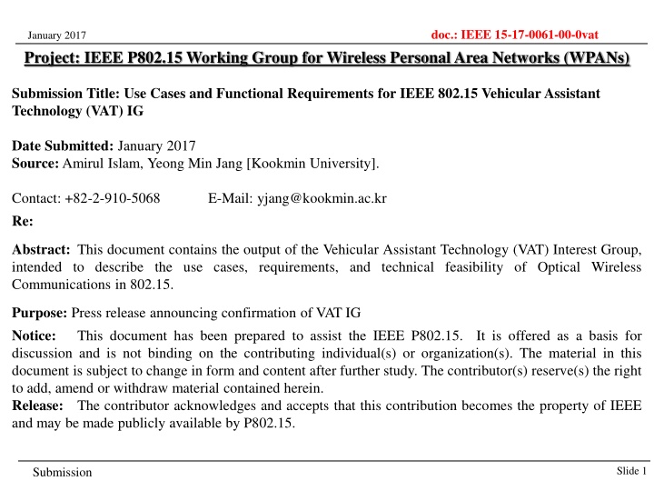 Project: IEEE P802.15 Working Group for Wireless Personal Area Networks (WPANs)