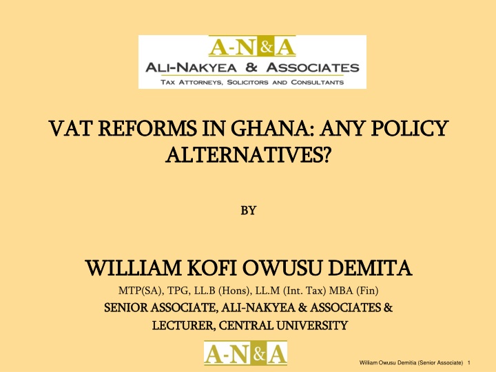 VAT Reforms in Ghana: Policy Alternatives by William Kofi Owusu Demita
