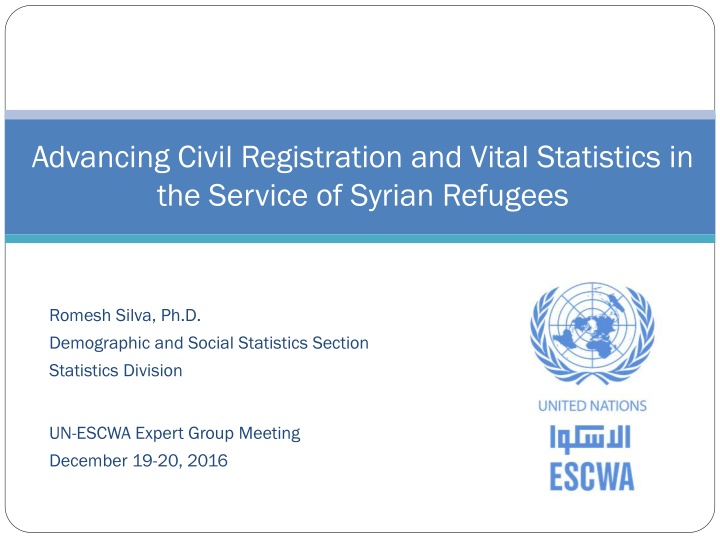 Advancing Civil Registration and Vital Statistics in  the Service of Syrian Refugees