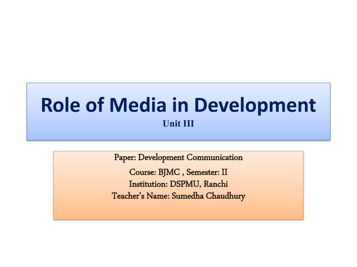 Role of Media in Development