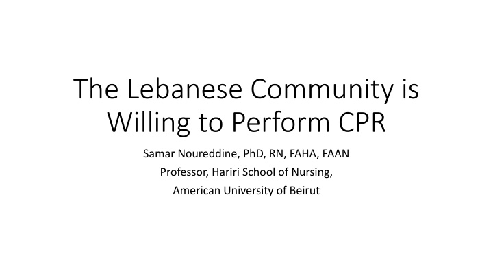 Improving Out-of-Hospital CPR in Lebanon