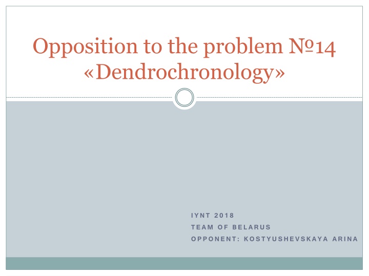Opposition to Problem 14 Dendrochronology IYNT 2018 Team of Belarus