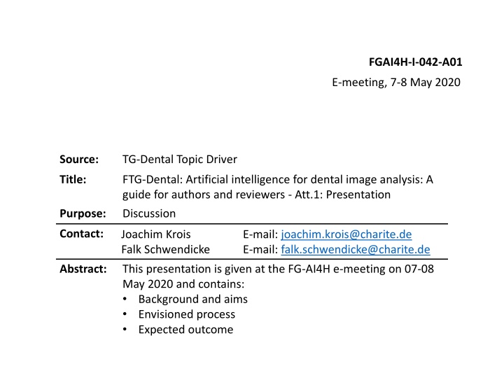 AI in Dental Image Analysis: A Guide for Authors and Reviewers