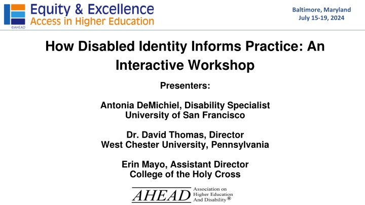 Disability Identity Workshop in Baltimore