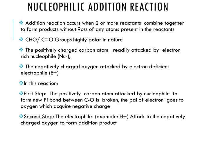 NUCLEOPHILIC ADDITION REACTION
