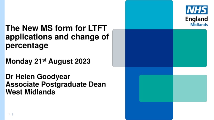 New LTFT Application Form Changes