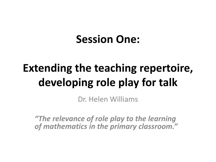 Role Play in Mathematics Learning