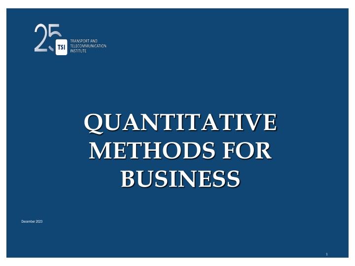 Quantitative Methods for Business Decision Making