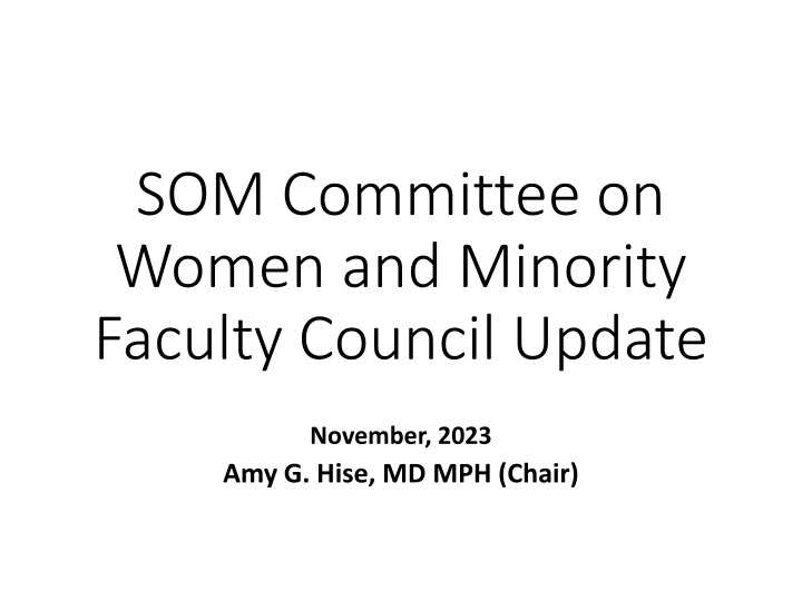 SOM Committee on Women and Minority Faculty Update