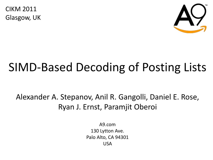 SIMD-Based Decoding of Posting Lists