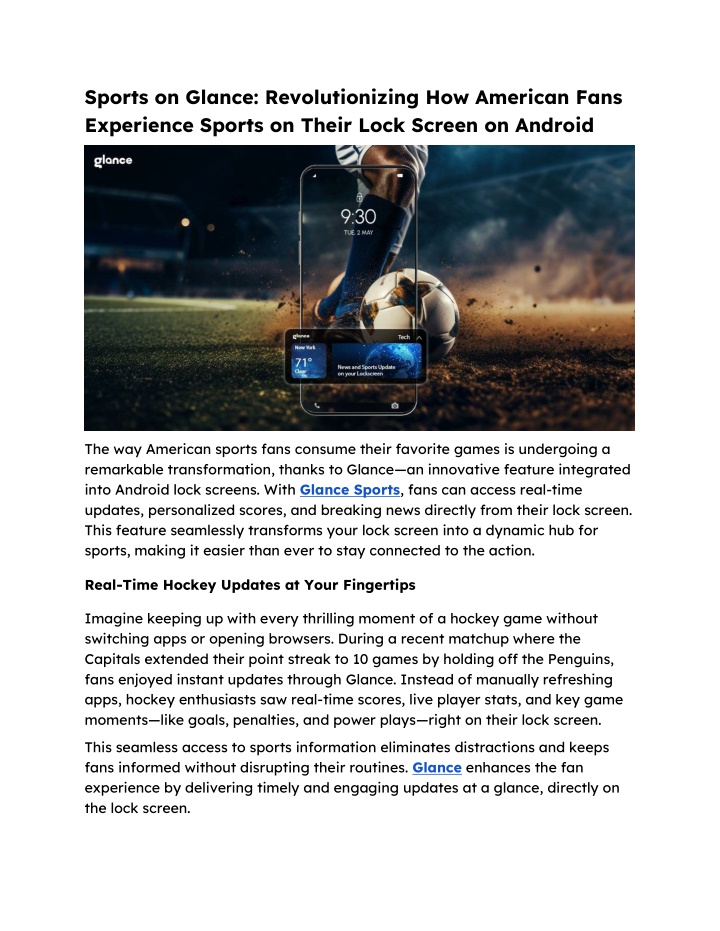 sports on glance revolutionizing how american n.w