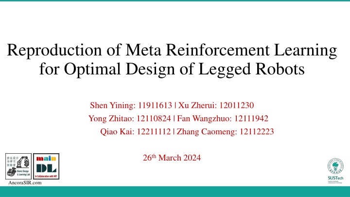 Reproduction of Meta Reinforcement Learning  for Optimal Design of Legged Robots
