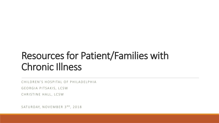 Resources for Patient/Families with Chronic Illness at Children's Hospital of Philadelphia