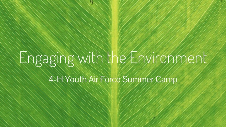 Engaging with the Environment