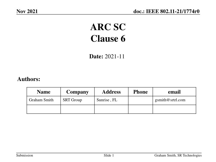 IEEE 802.11-21/1774r0 ARC Clause 6: Overview of Management Primitives