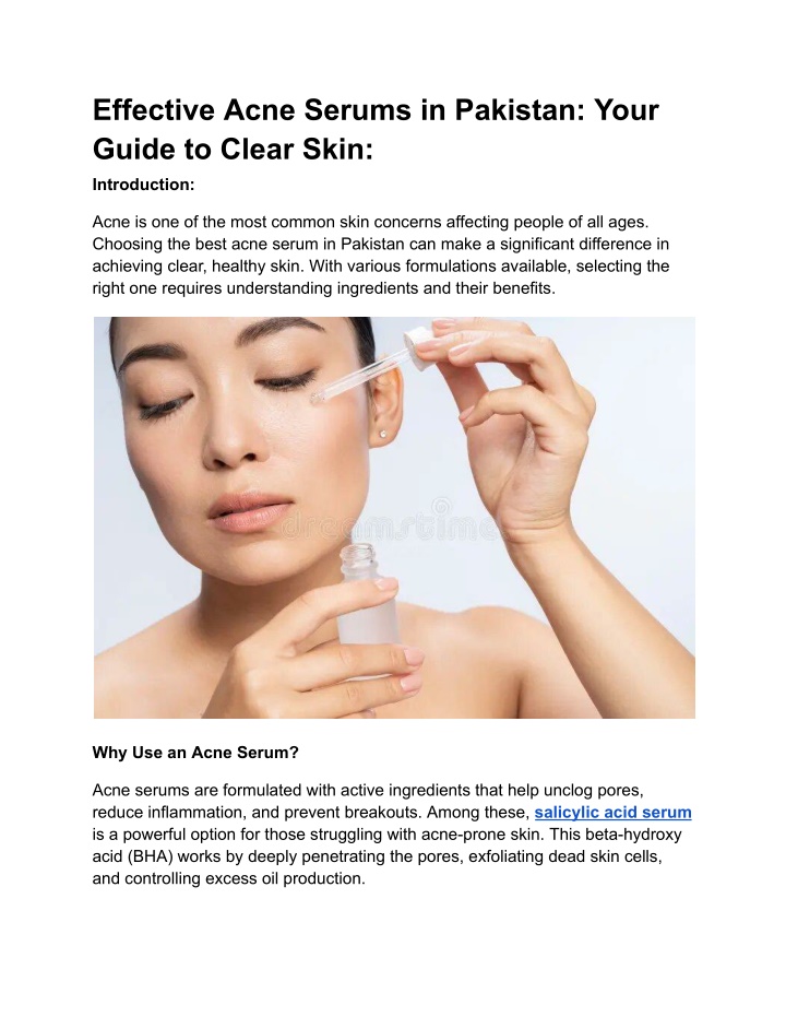 effective acne serums in pakistan your guide n.w