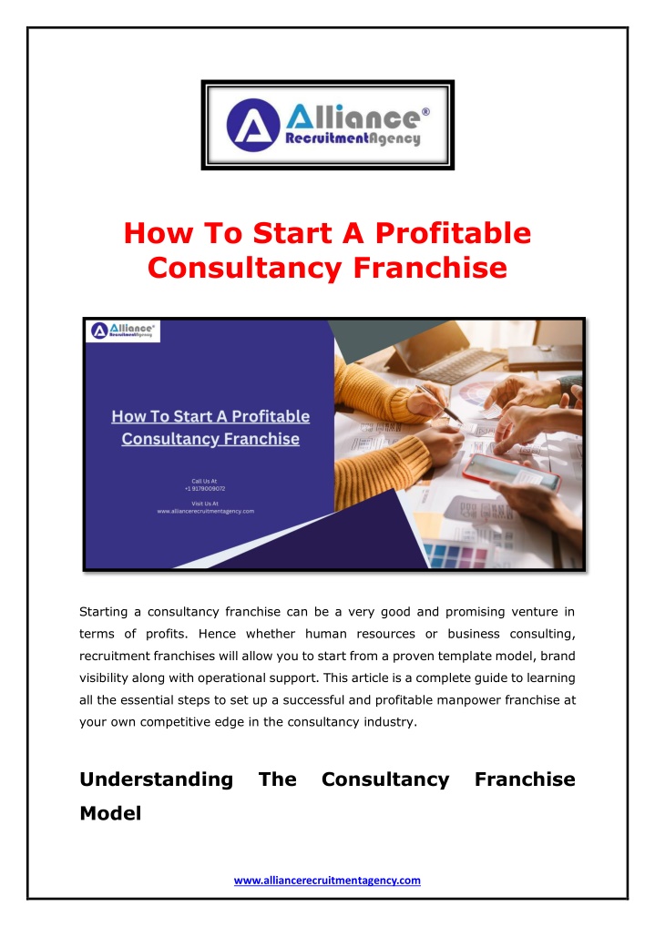 how to start a profitable consultancy franchise n.w