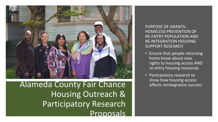 Grants for Homeless Re-Entry Housing Support