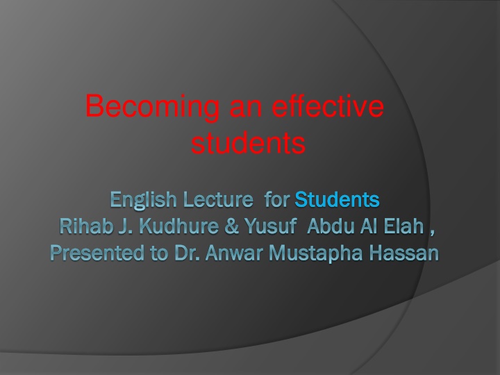 Becoming an effective students