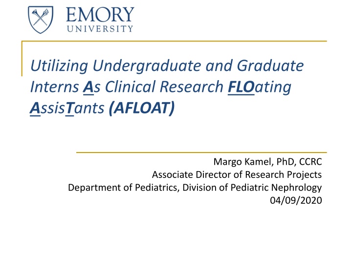 Utilizing Undergraduate and Graduate Interns for Clinical Research: AFLOAT Program