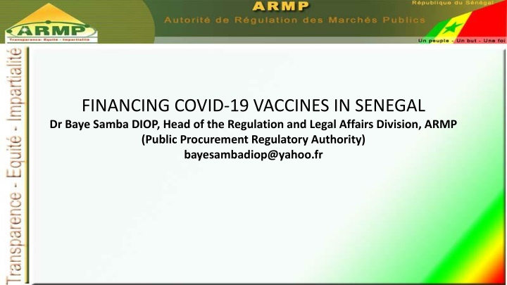 FINANCING COVID-19 VACCINES IN SENEGAL