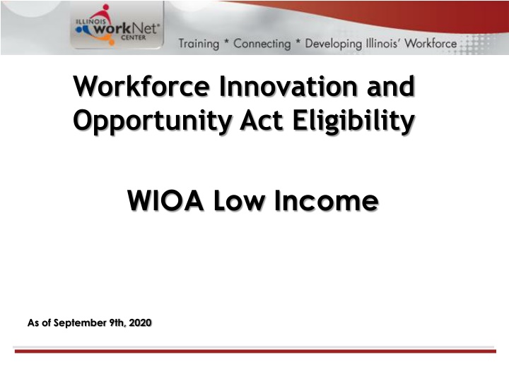 WIOA Low-Income Eligibility Criteria Overview
