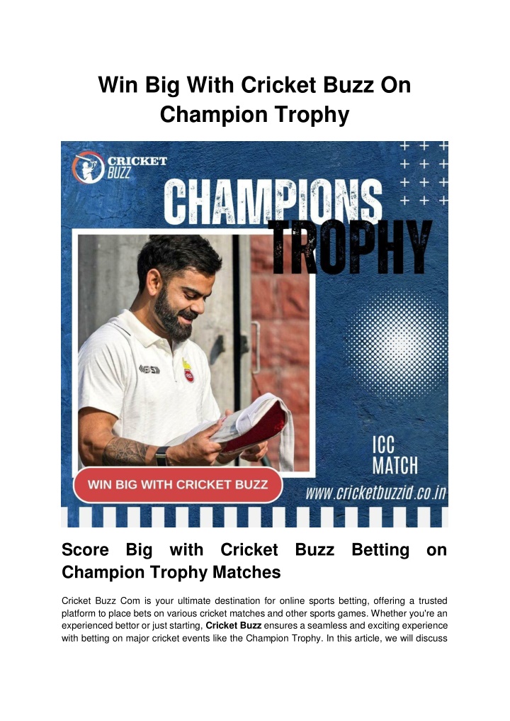 win big with cricket buzz on champion trophy n.w
