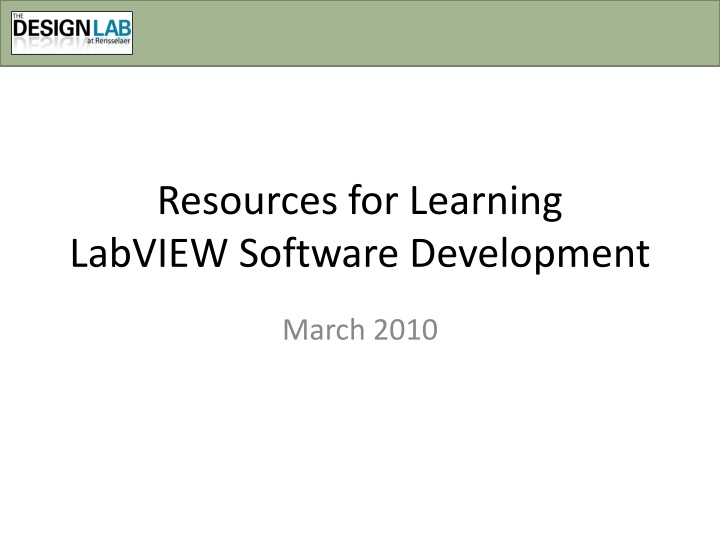 Resources for Learning LabVIEW Software Development - March 2010