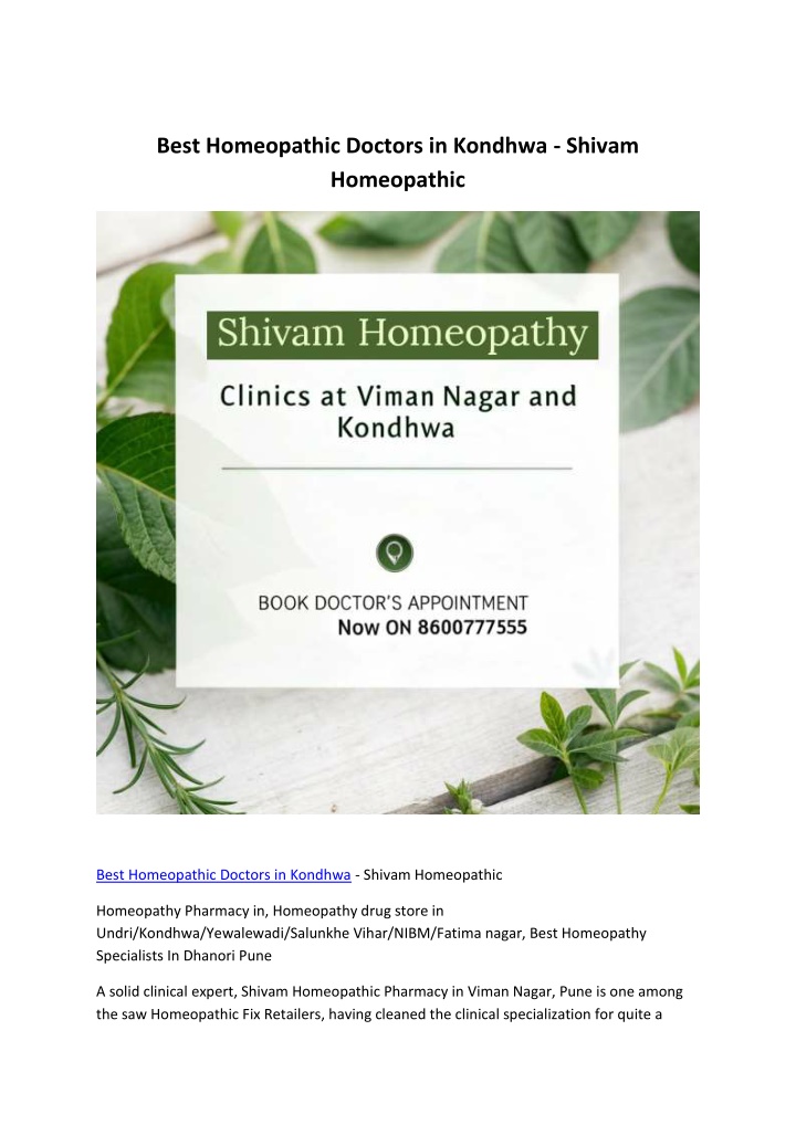 best homeopathic doctors in kondhwa shivam n.w