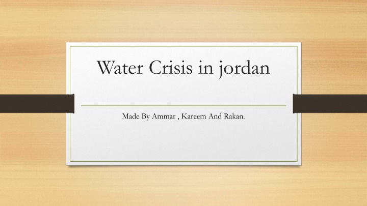 Water Crisis in jordan