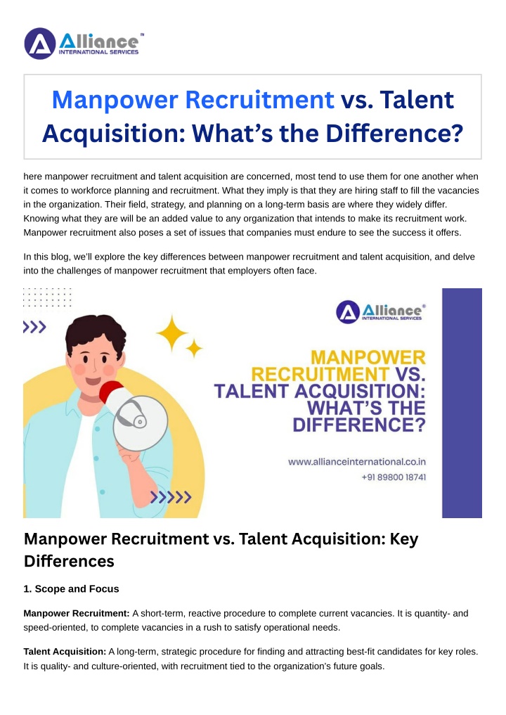 manpower recruitment vs talent acquisition what n.w