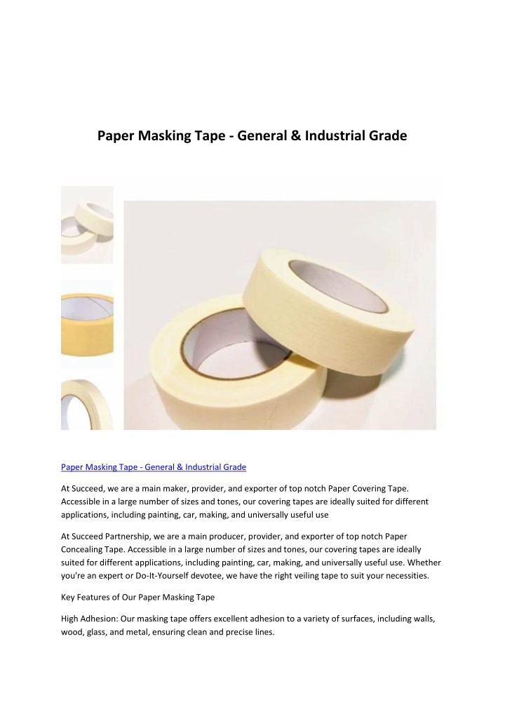 paper masking tape general industrial grade n.w
