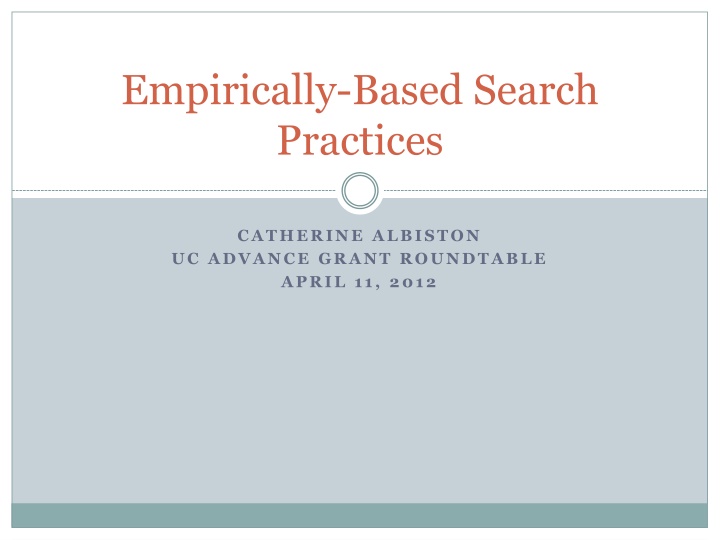 Empirically Based Search Practices and Gender Bias in Hiring Decisions