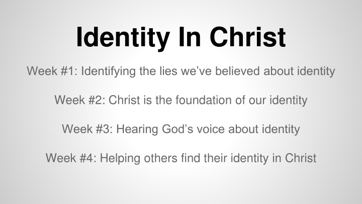 Identity In Christ