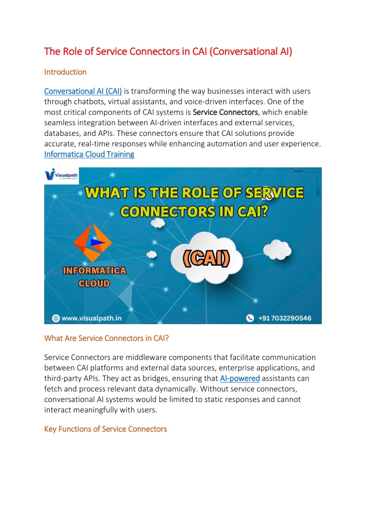 the role of service connectors n.w