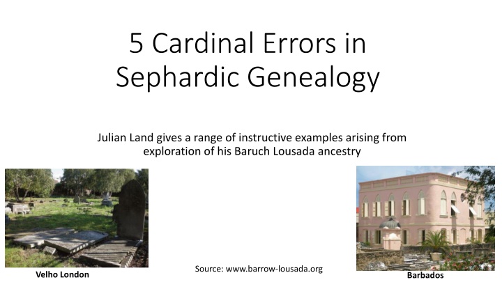 Cardinal Errors in Sephardic Genealogy: Examples and Solutions