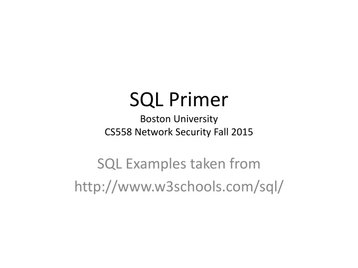 SQL Primer