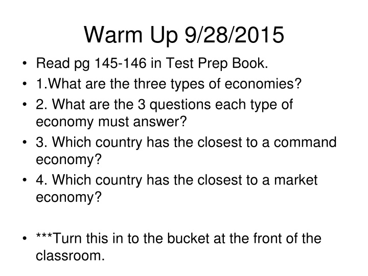 Types of Economies and Their Questions