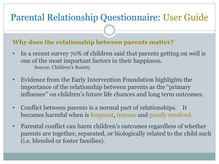 Parental Relationship Questionnaire: User Guide